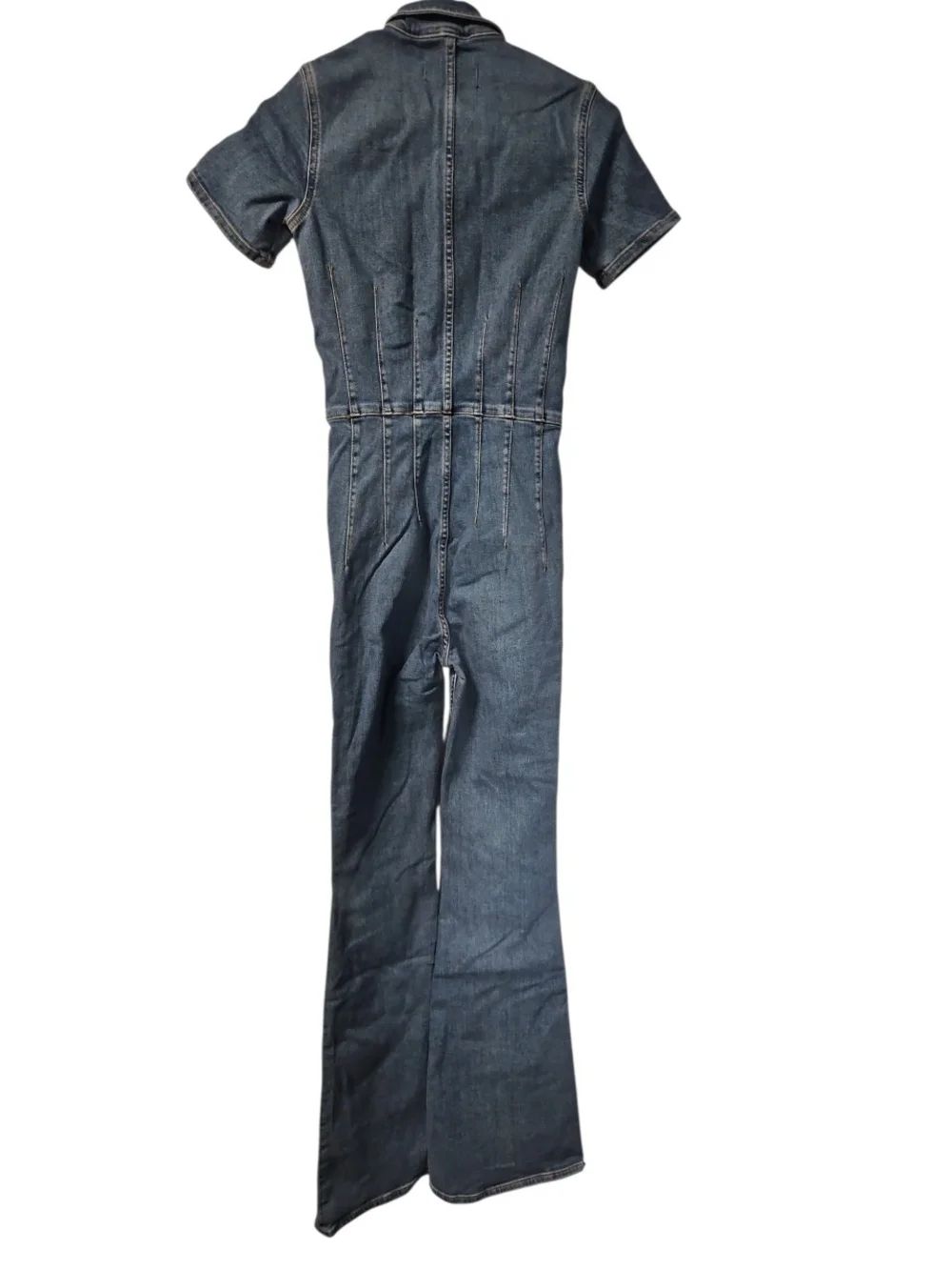 Free People Jayde Flare Denim Jumpsuit Sunburst Blue XS NWT
